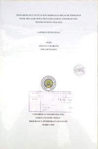 Image of Pengaruh Self Efficay dan Kebiasaan Belajar terhadap Hasil Belajar Siswa Mata Pelajaran Geografi SMA Negeri Se-Kota Malang